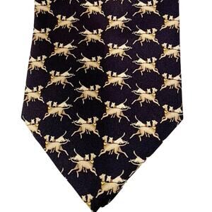 Brooks Basic Silk Tie Dogs pattern Made in the USA 60.5 x 3.5